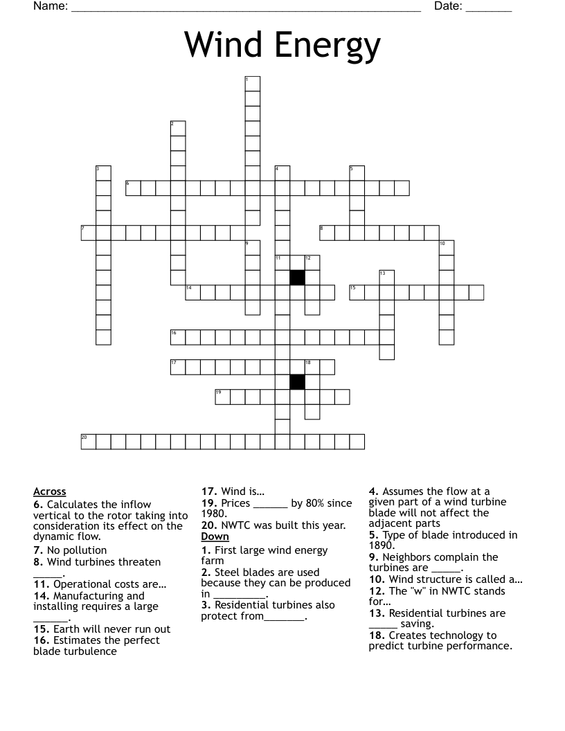 Wind Energy Crossword