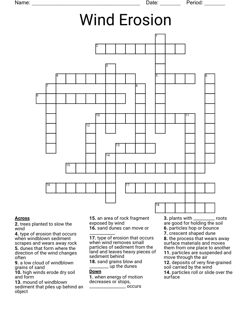 Wind Erosion Crossword