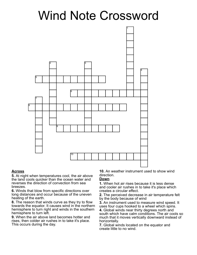 Wind Note Crossword