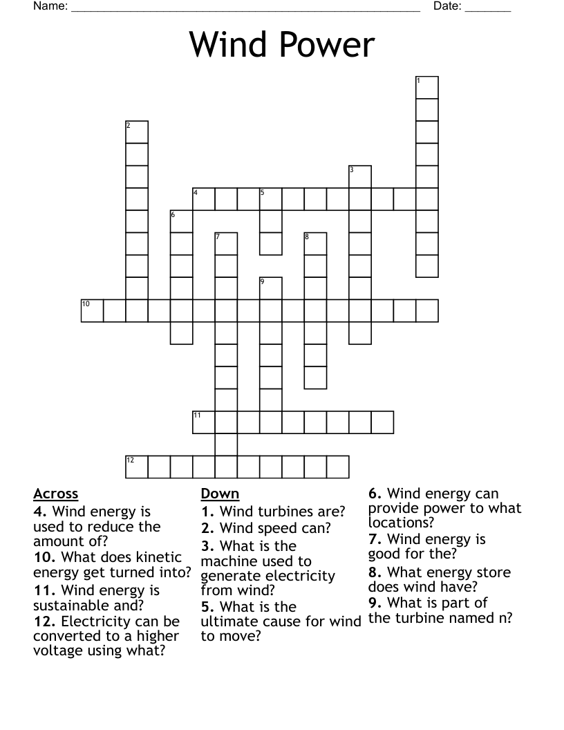 Wind Power Crossword