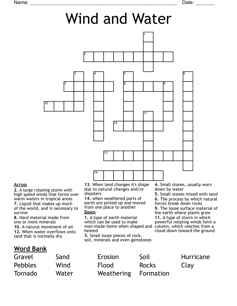 Wind and Water Crossword