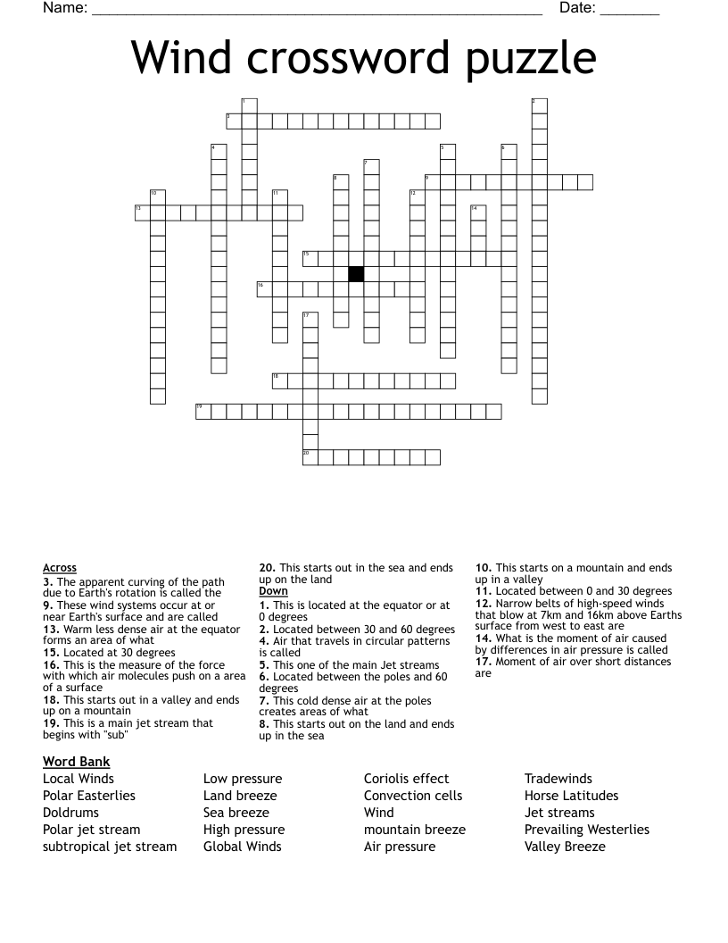 Wind crossword puzzle 