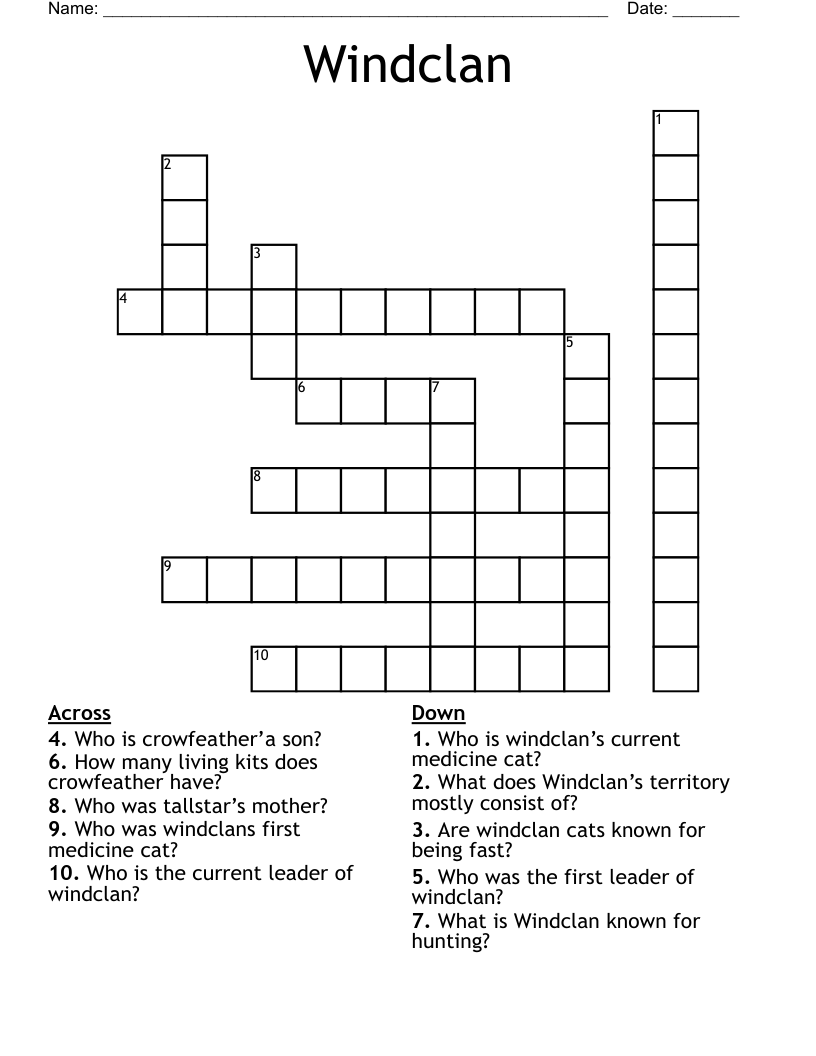 Windclan Crossword