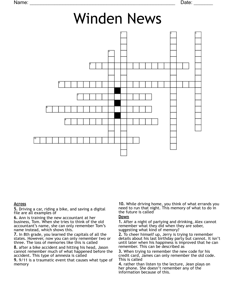 Winden News Crossword