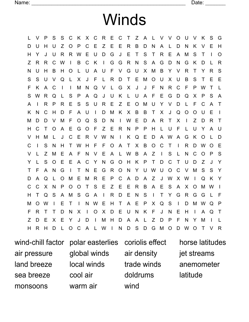 Winds Word Search