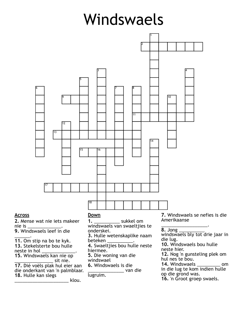 Windswaels Crossword