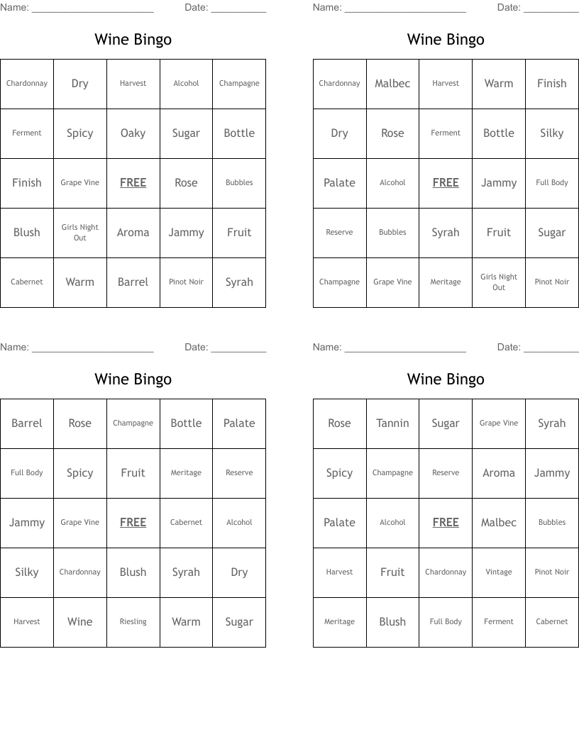 Wine Bingo