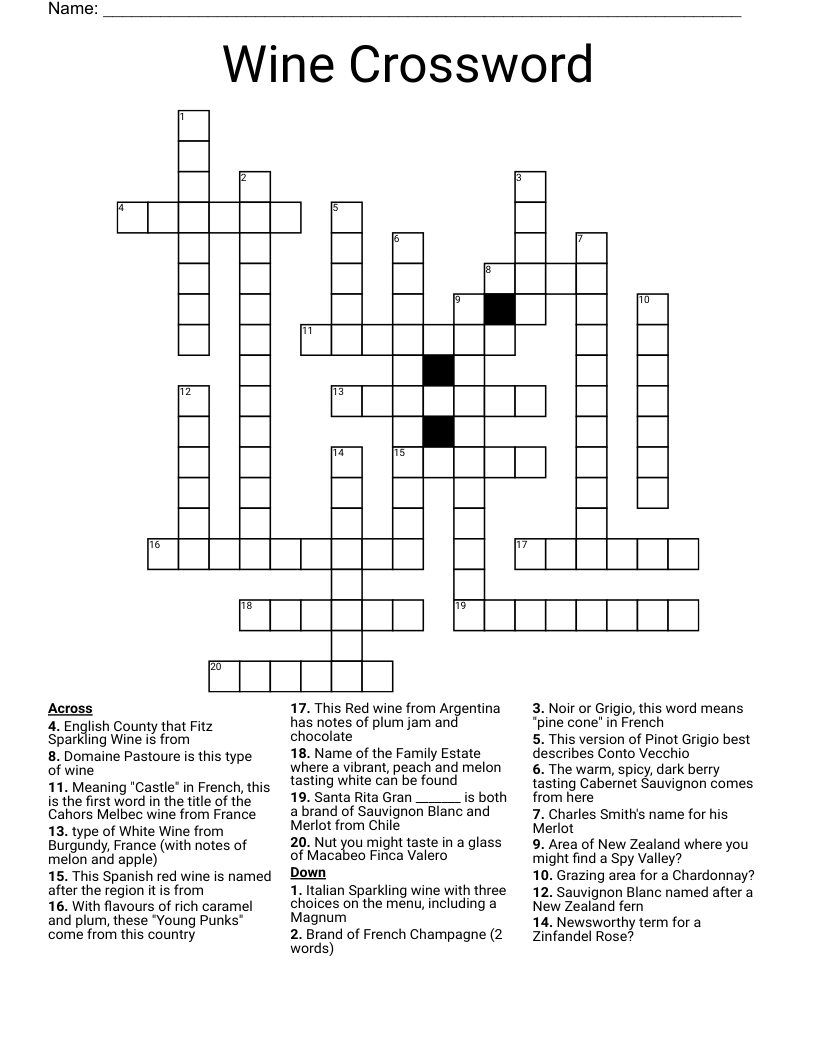 Wine Crossword