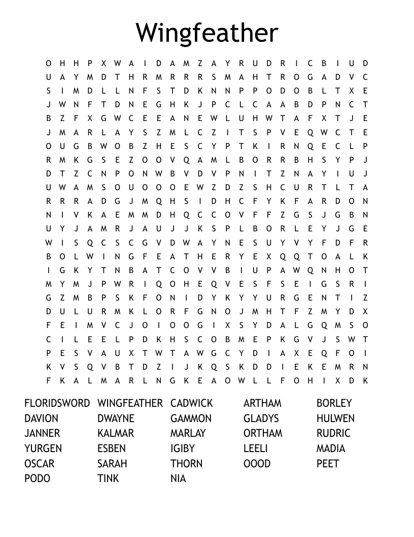 Wingfeather Word Search