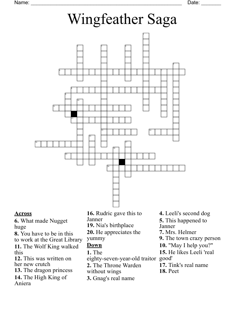 Wingfeather Saga Crossword