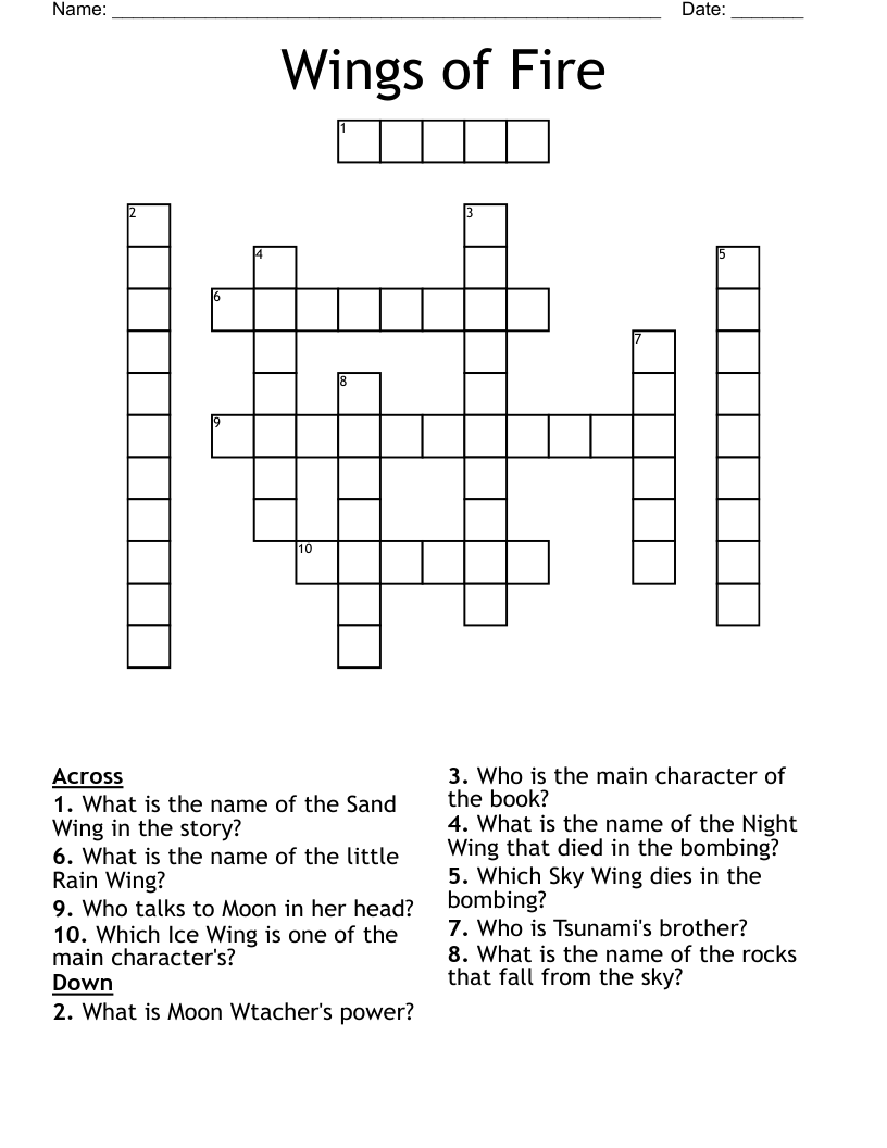 Wings of Fire Crossword