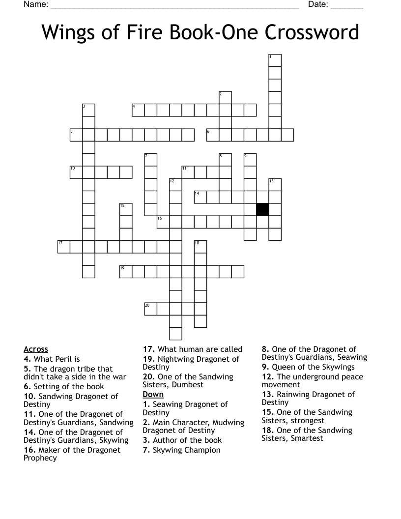 Wings of Fire Book-One Crossword