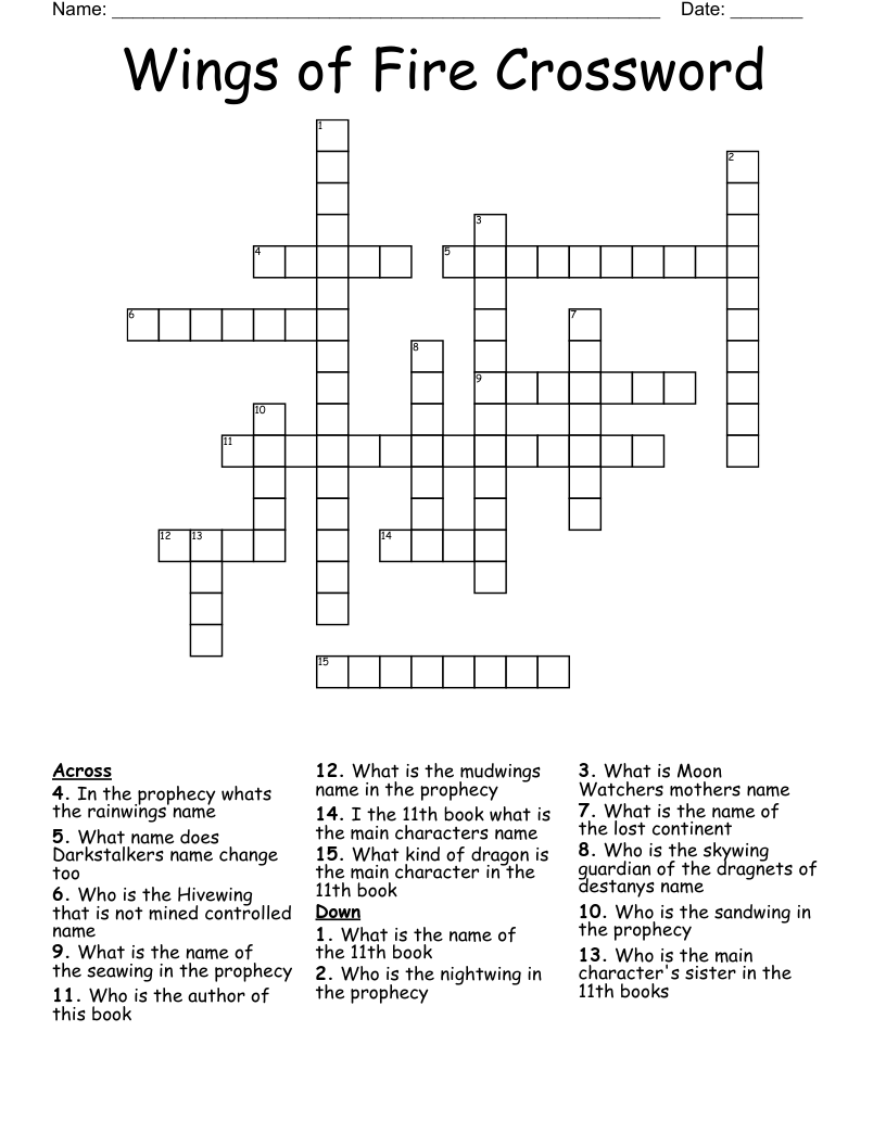 Wings of Fire Crossword
