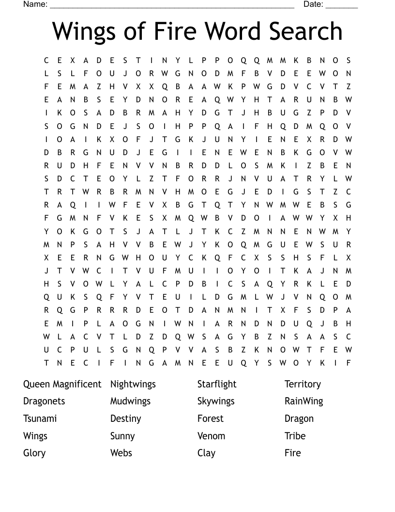 Wings of Fire Word Search