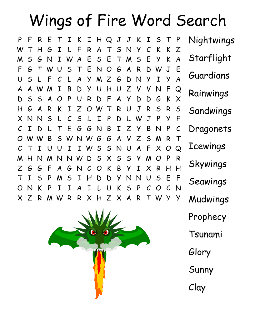 Wings of Fire  Word Search