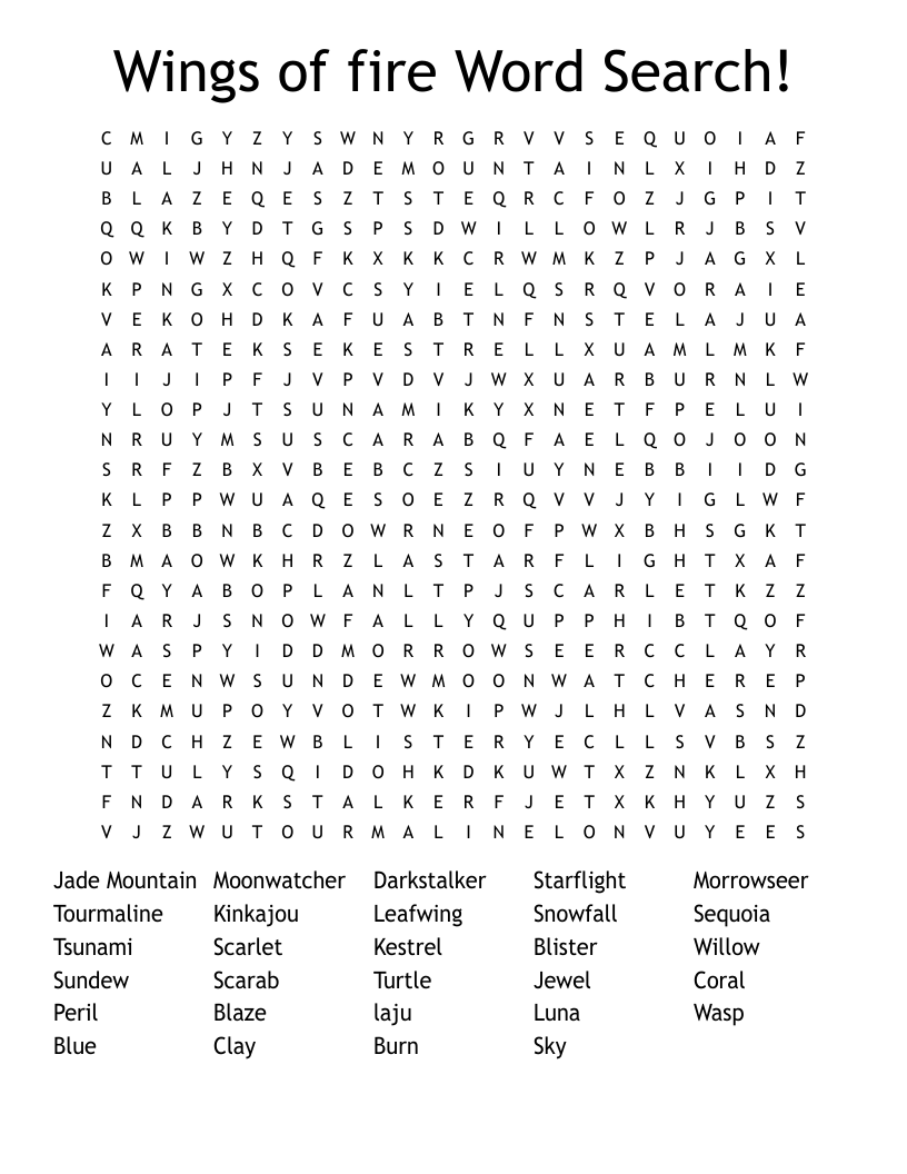 Wings of fire Word Search!