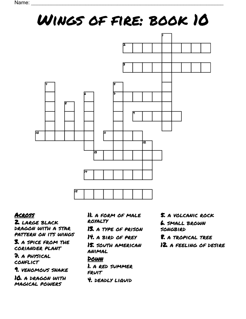 Wings of fire: book 10  Crossword