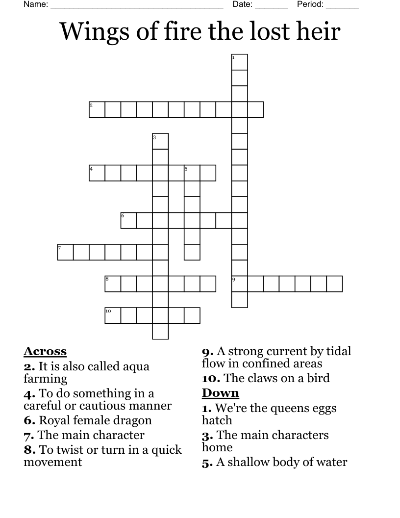 Wings of fire the lost heir  Crossword