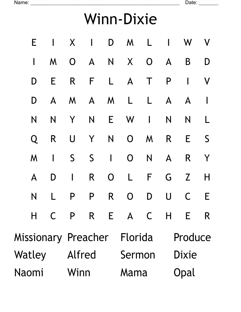 Winn-Dixie Word Search