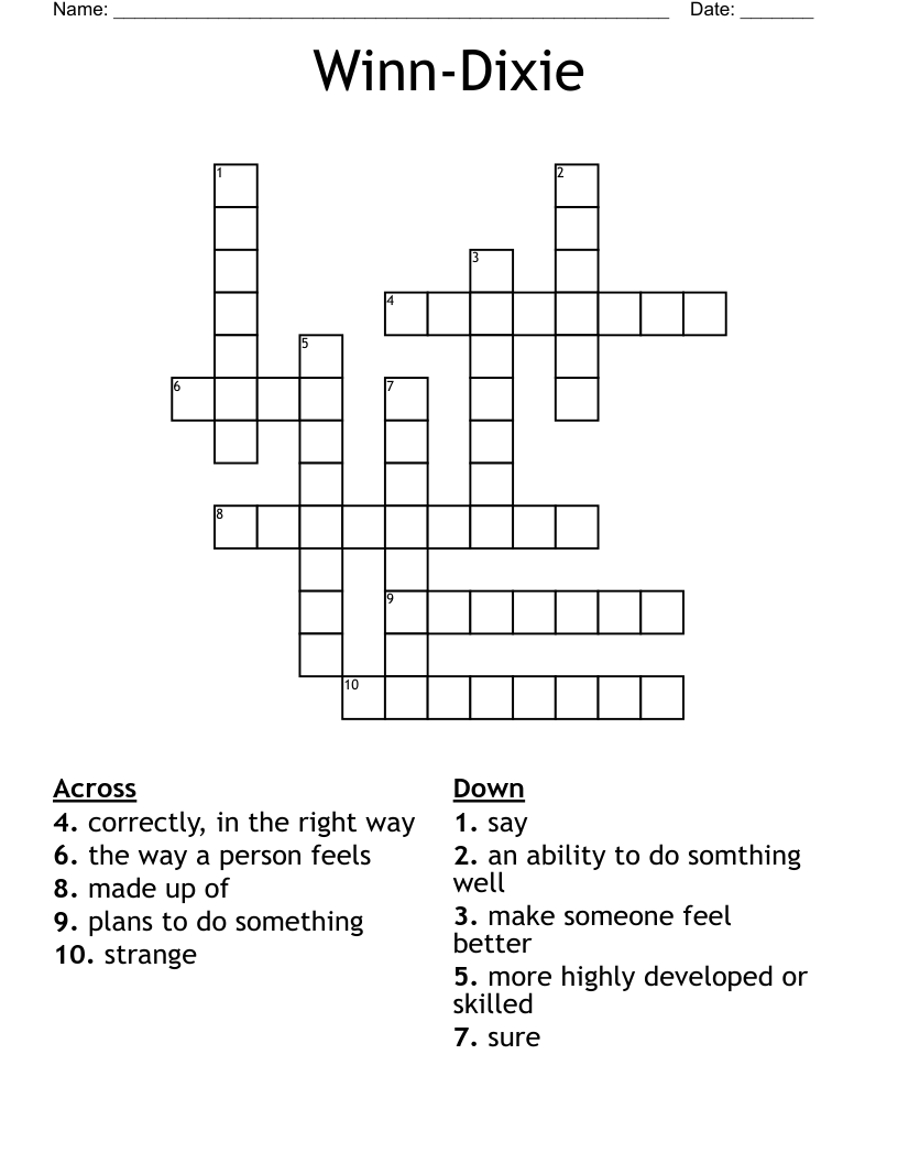 Winn-Dixie Crossword