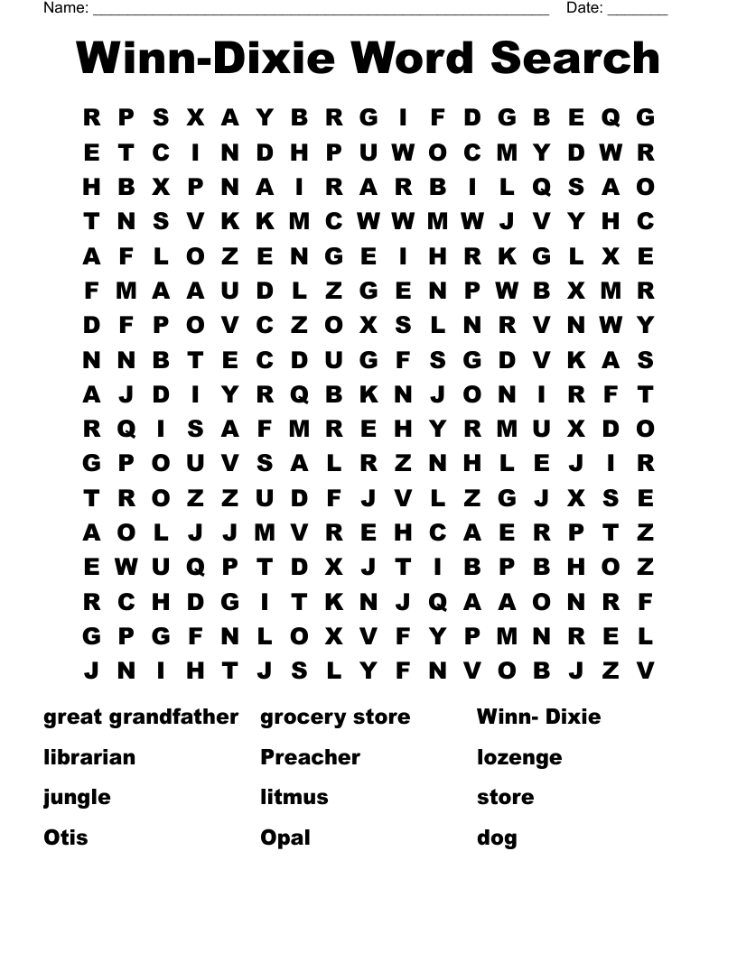 Winn-Dixie Word Search