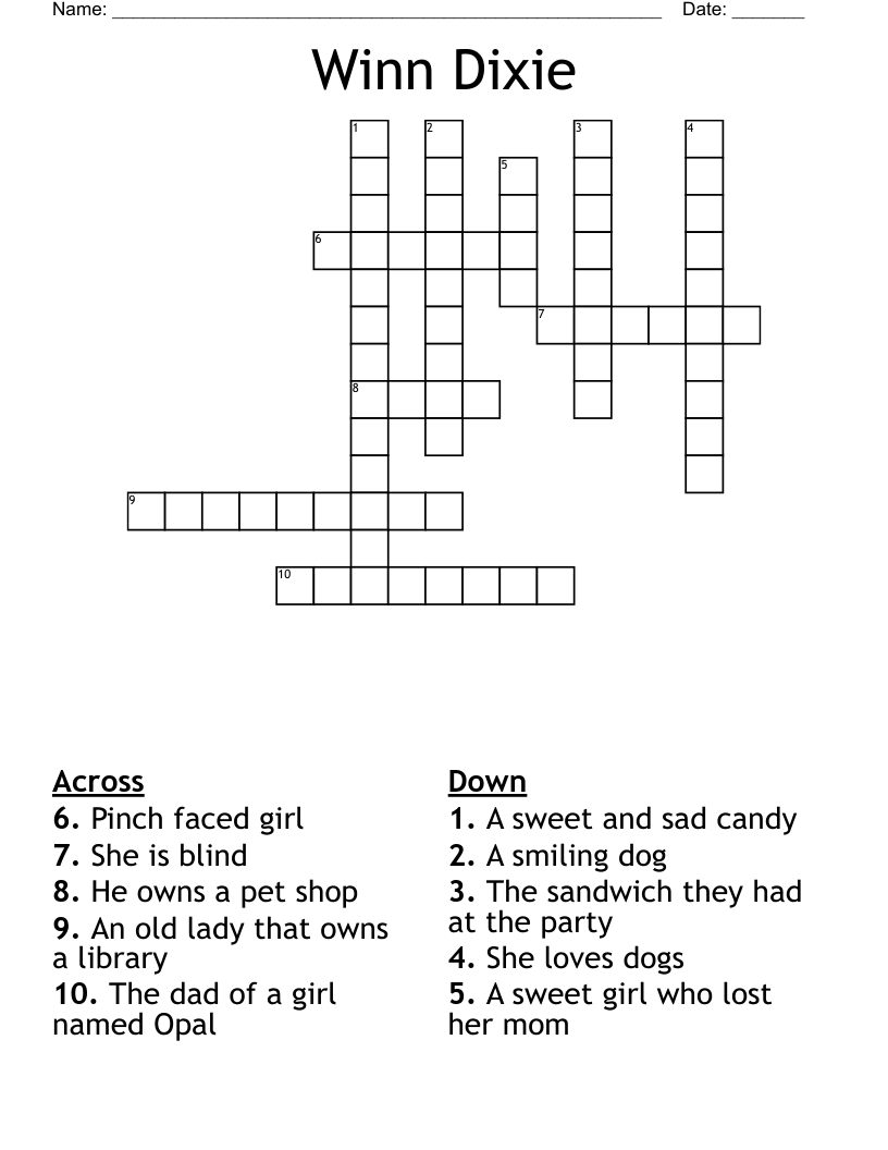 Winn Dixie Crossword
