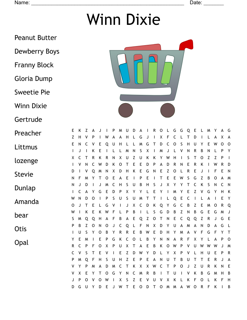 Winn Dixie Word Search