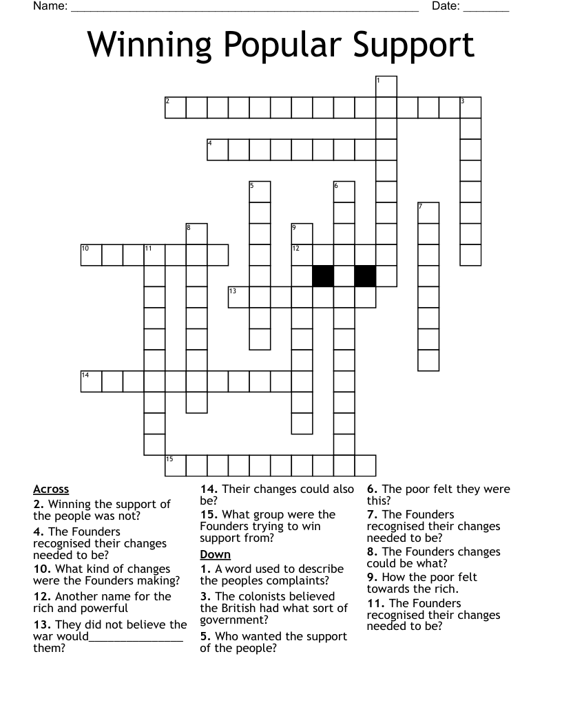 Winning Popular Support Crossword