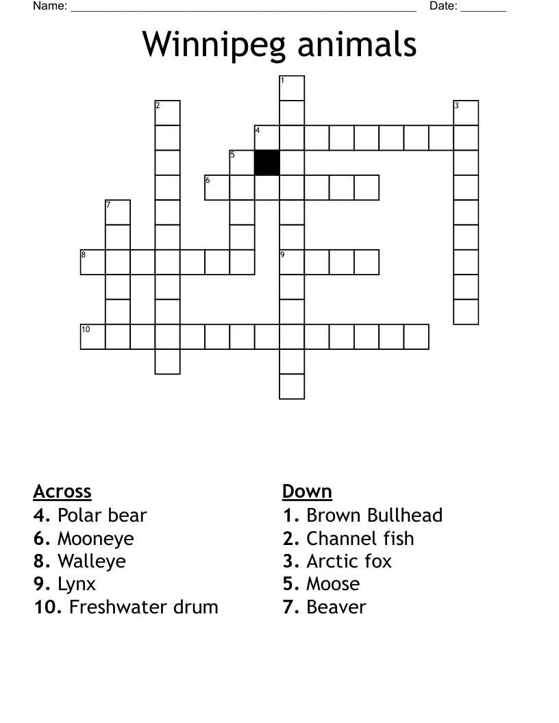 Winnipeg animals Crossword