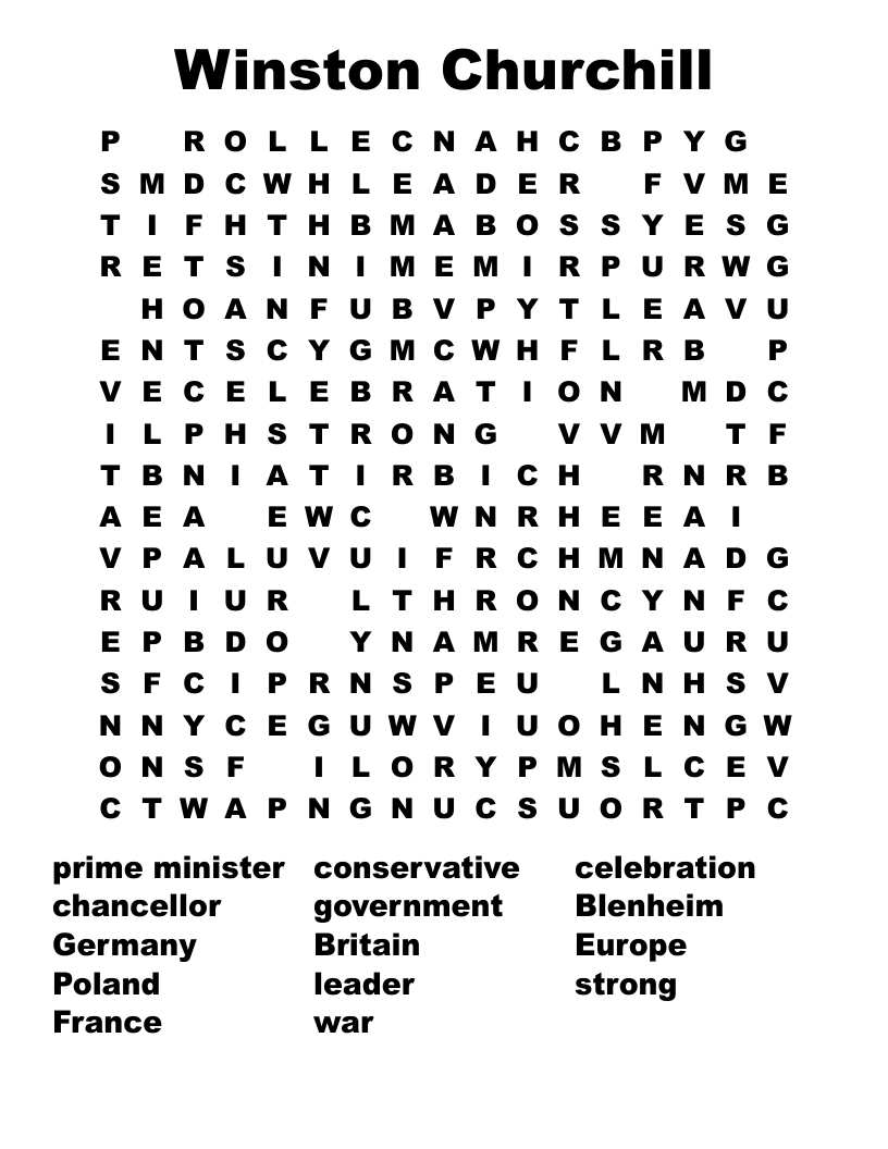 Winston Churchill Word Search