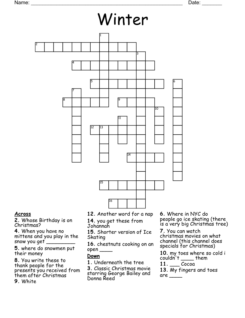 Winter Crossword