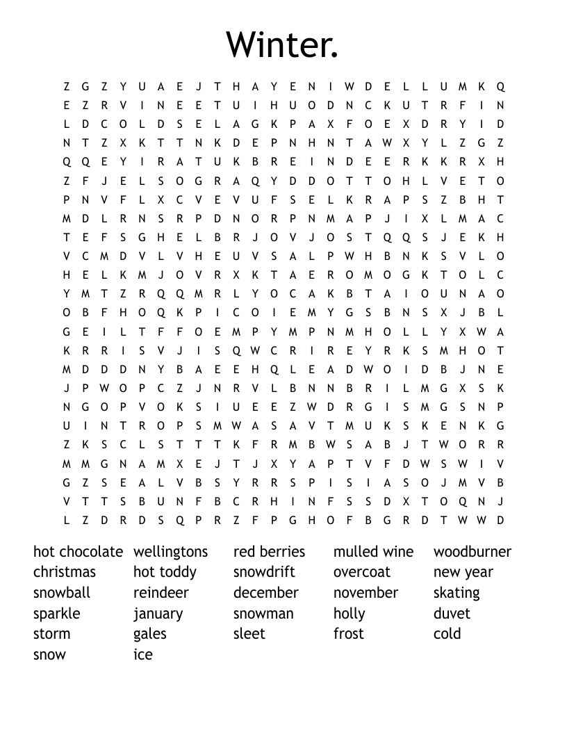 Winter. Word Search