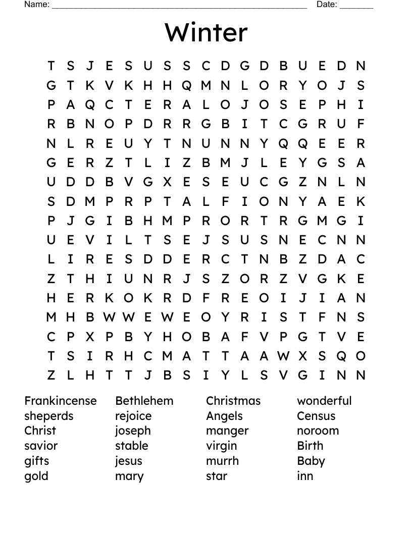 Winter Word Search