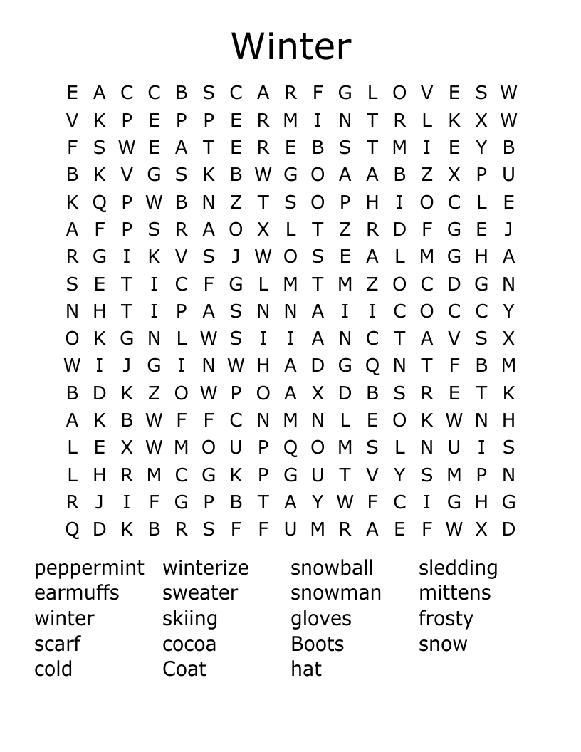 Winter Word Search