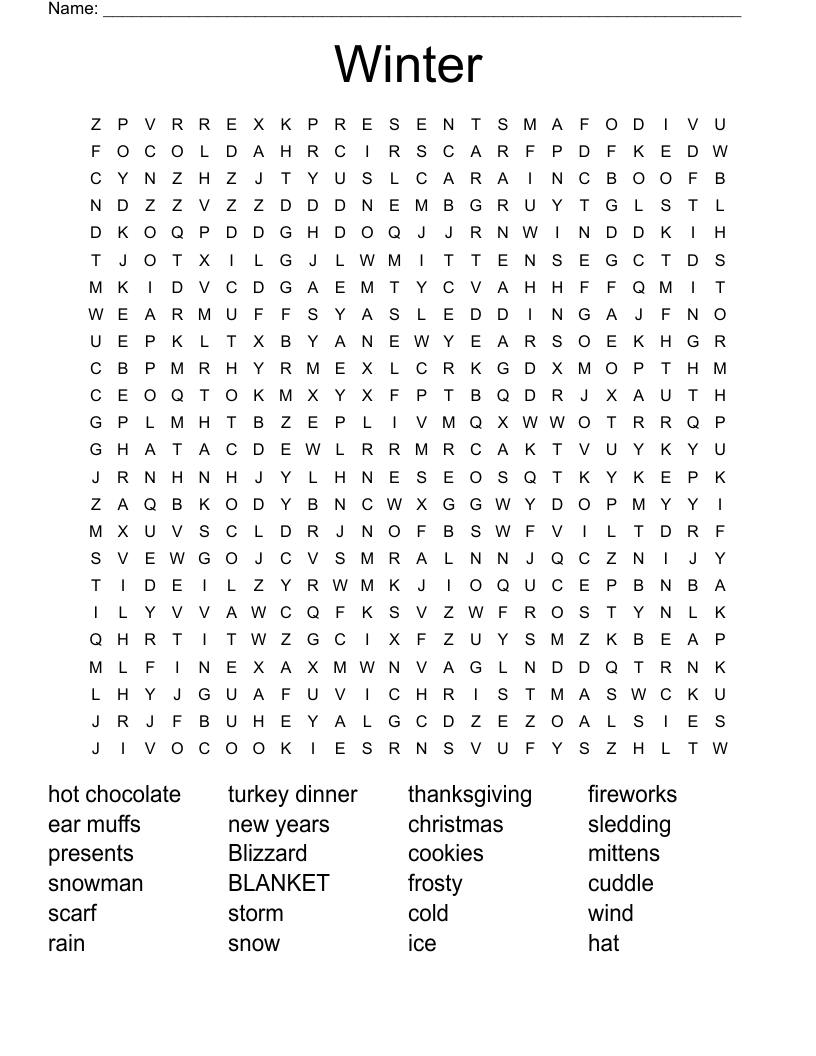 Winter Word Search