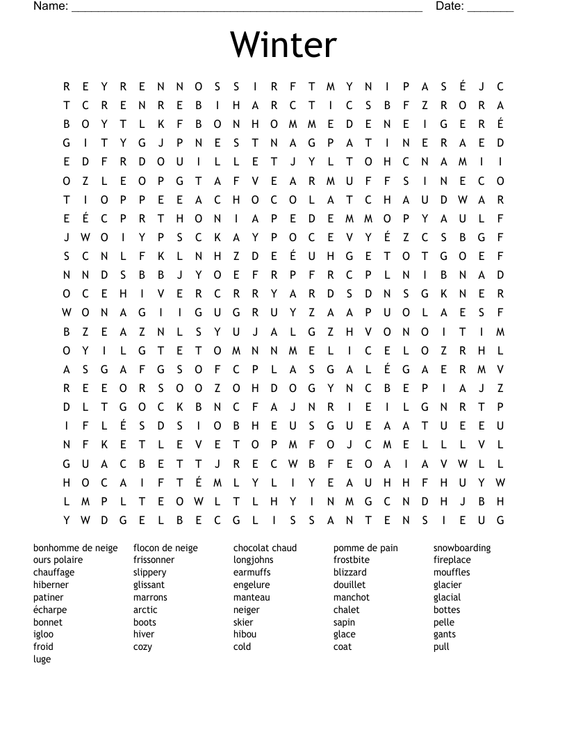 Winter Word Search