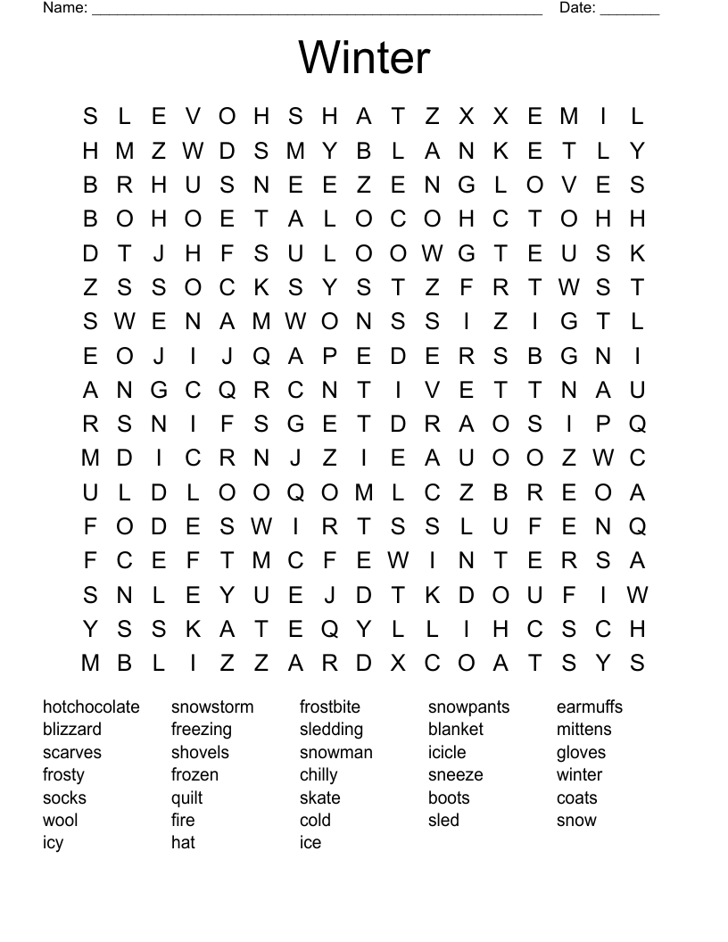 Winter Word Search
