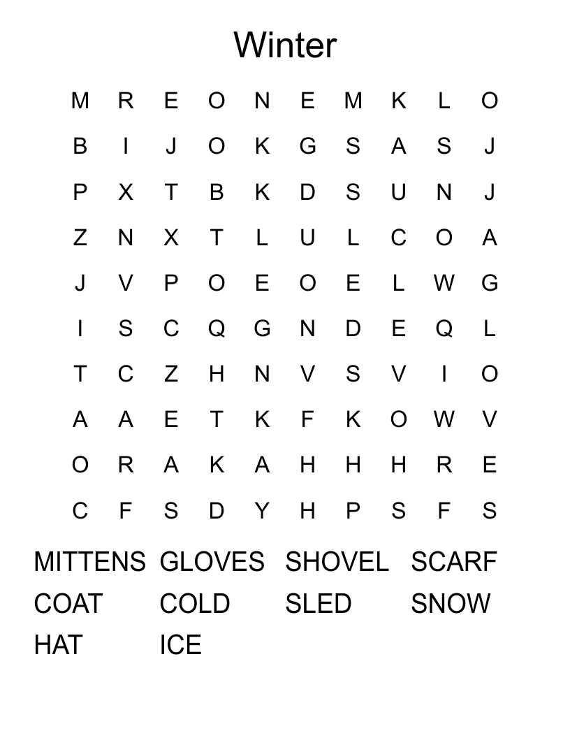 Winter Word Search