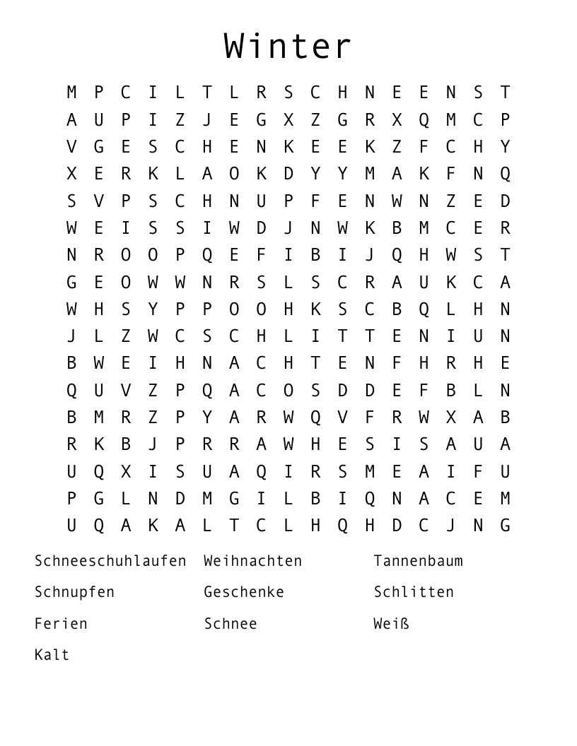 Winter Word Search