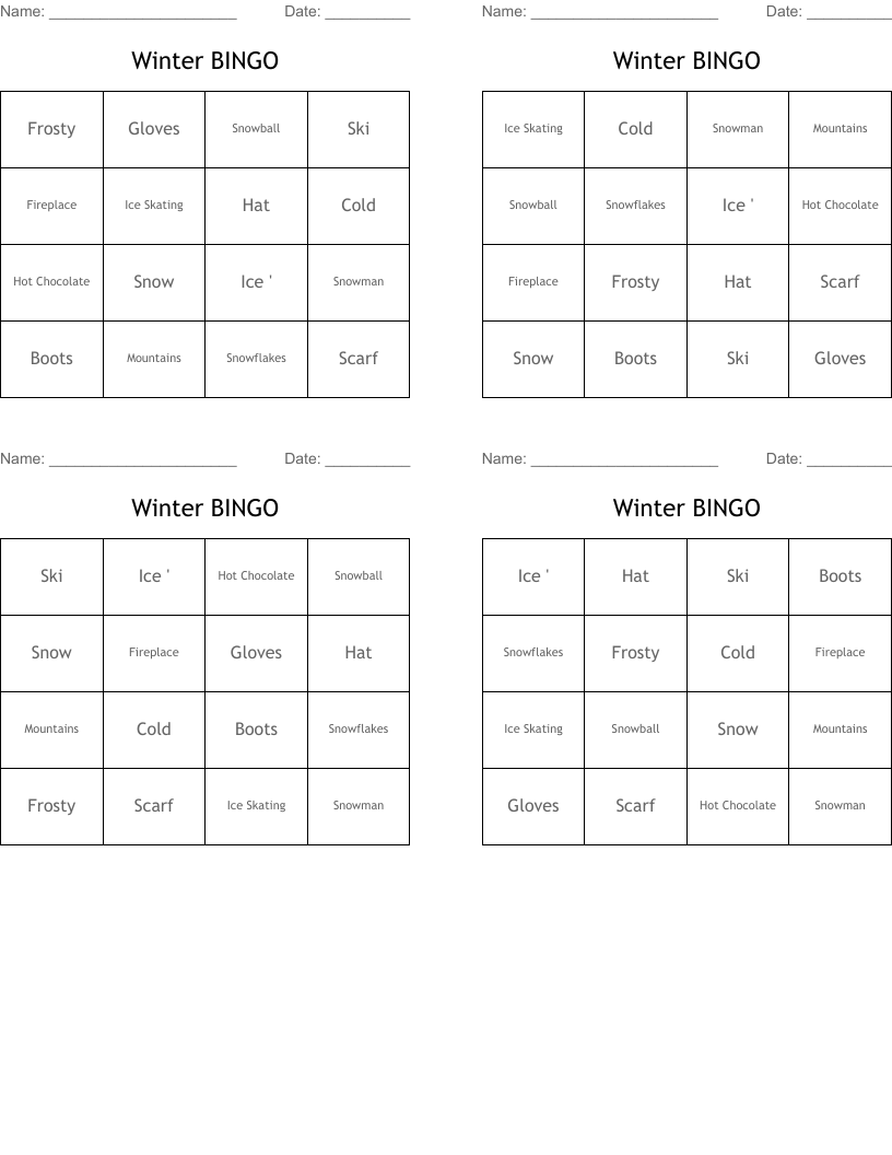 Winter BINGO