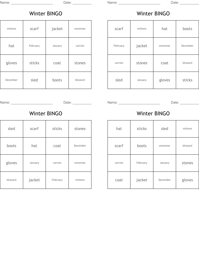 Winter BINGO