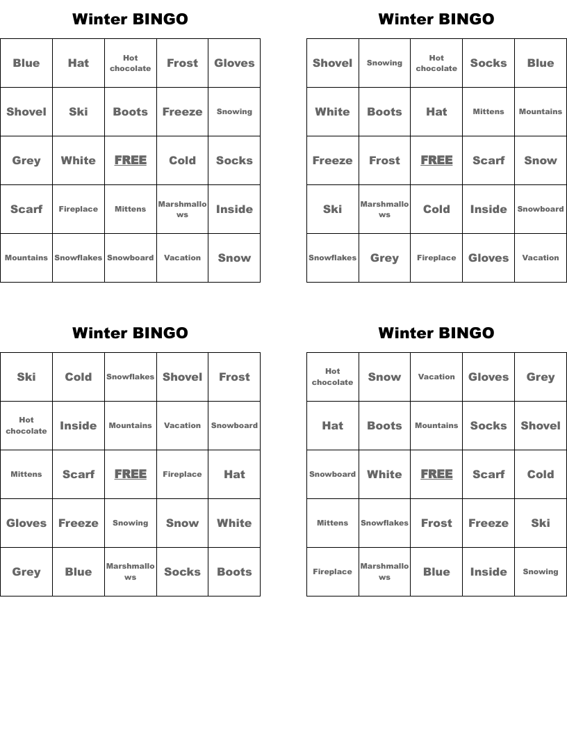 Winter BINGO 
