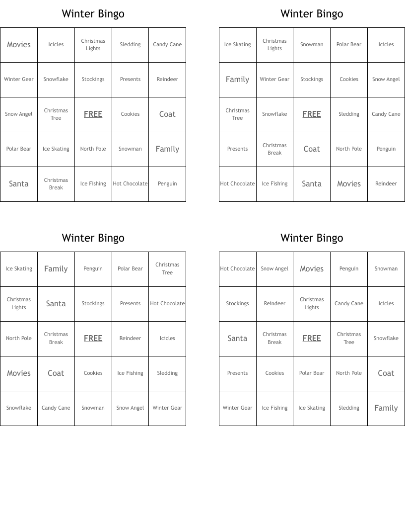 Winter Bingo