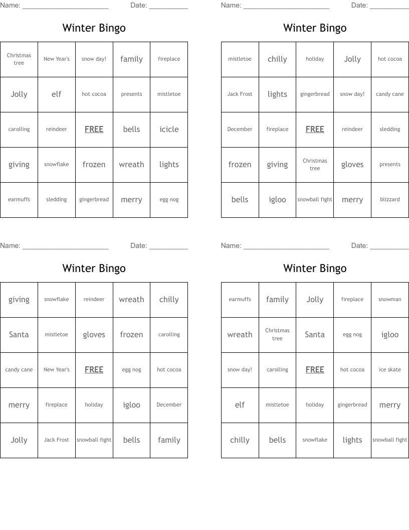 Winter Bingo