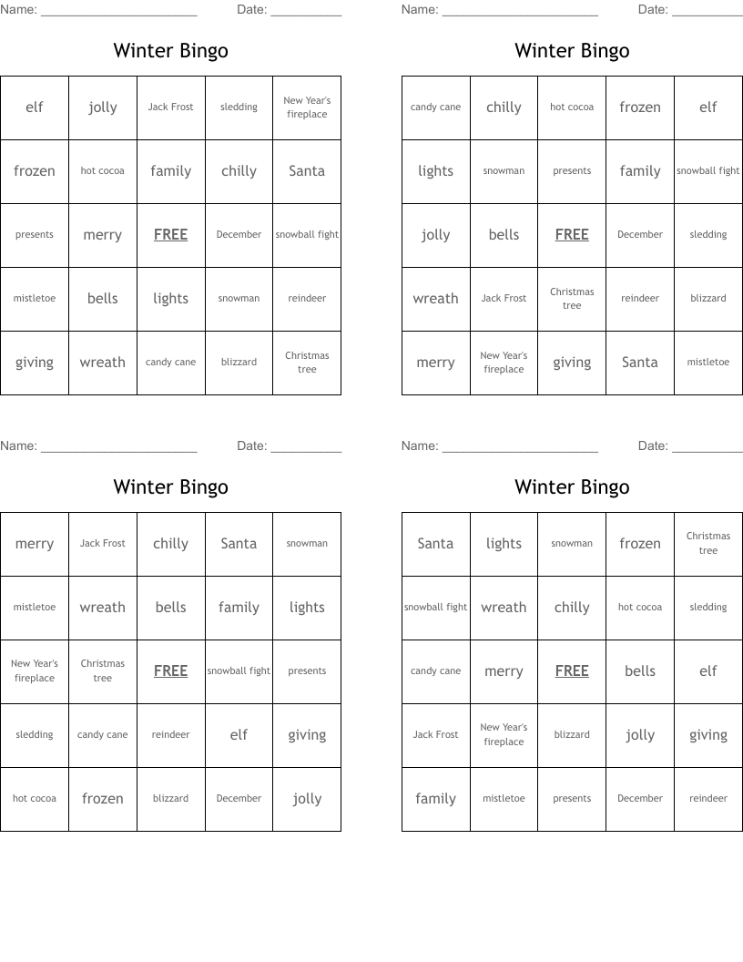 Winter Bingo