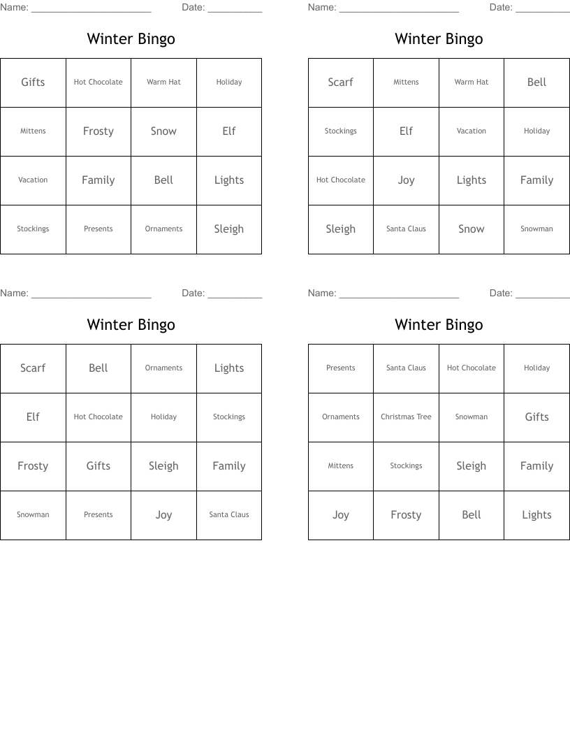 Winter Bingo