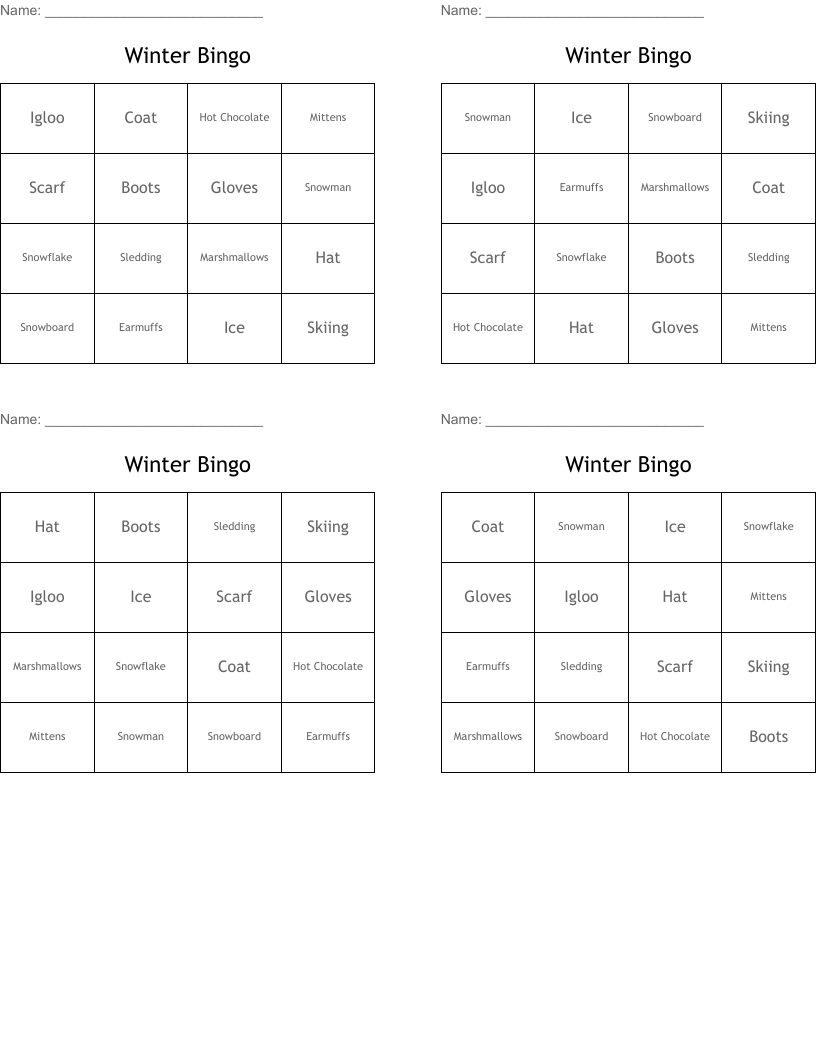 Winter Bingo