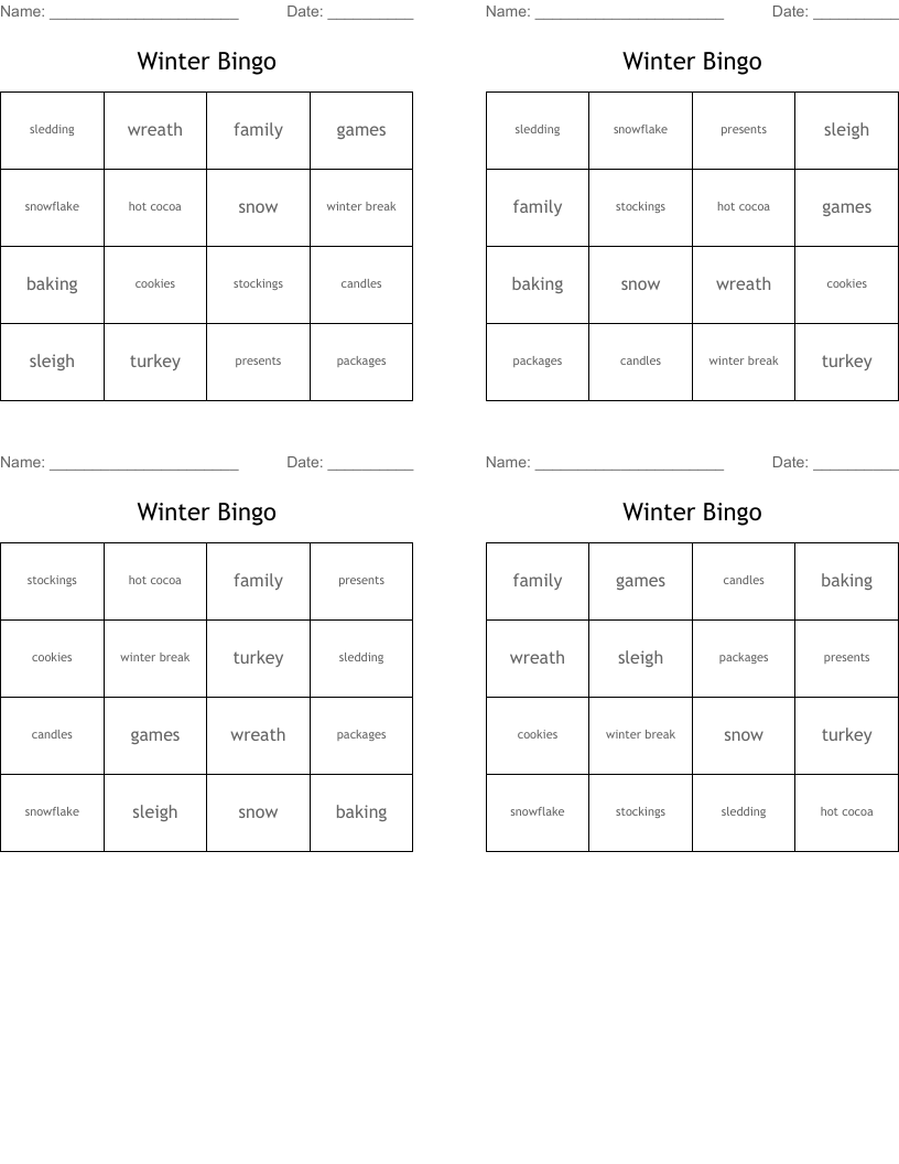 Winter Bingo