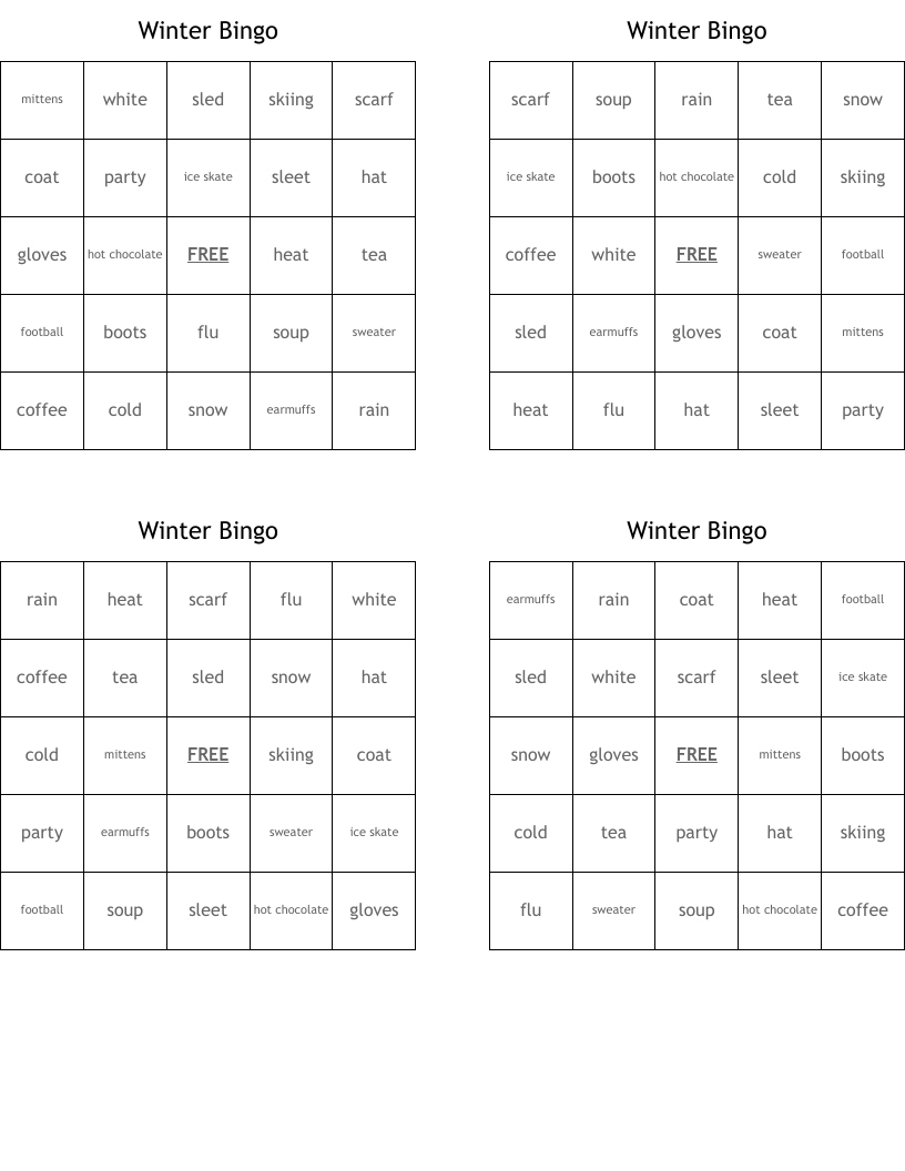 Winter Bingo