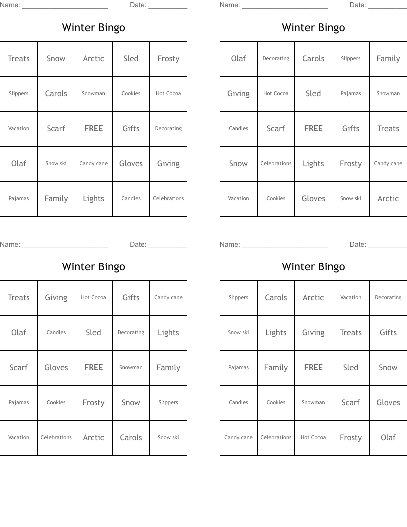 Winter Bingo
